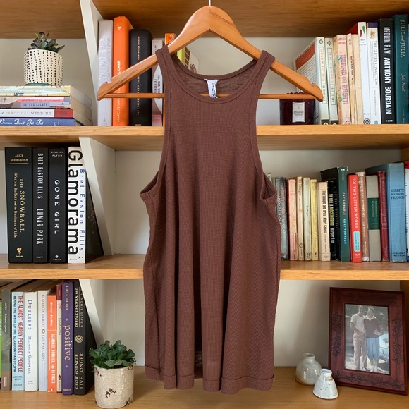 Free People Tops - FREE PEOPLE | Long Brown Boho Ribbed Swing Tank SM